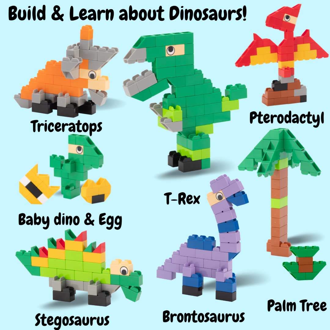 The Little Architect Dinosaurs Building Block Kit for Children Ages 4 to 12, Australian Made* T Rex, Brontosaurus, Triceratops, Stegosaurus, Pterodactyl, Educational Jurassic Toys