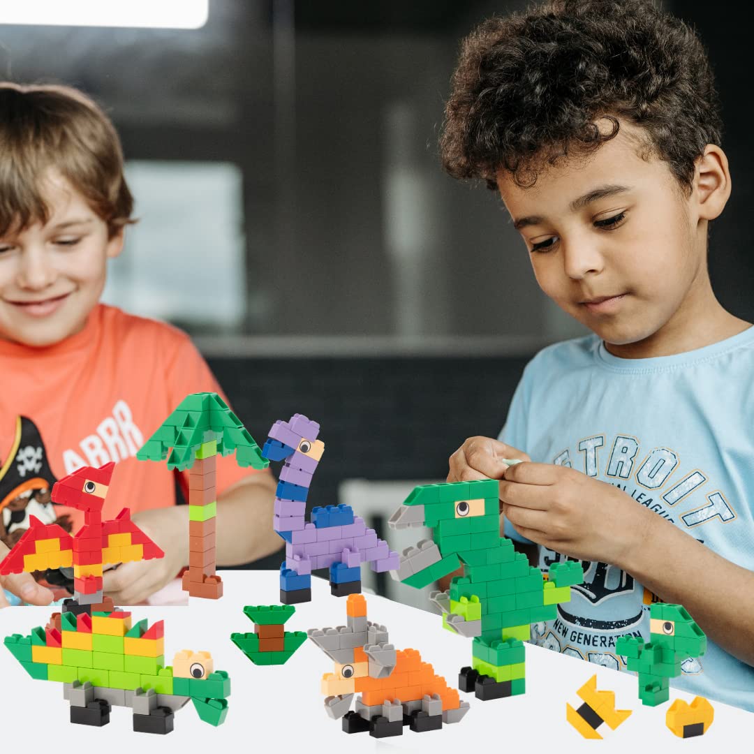 The Little Architect Dinosaurs Building Block Kit for Children Ages 4 to 12, Australian Made* T Rex, Brontosaurus, Triceratops, Stegosaurus, Pterodactyl, Educational Jurassic Toys