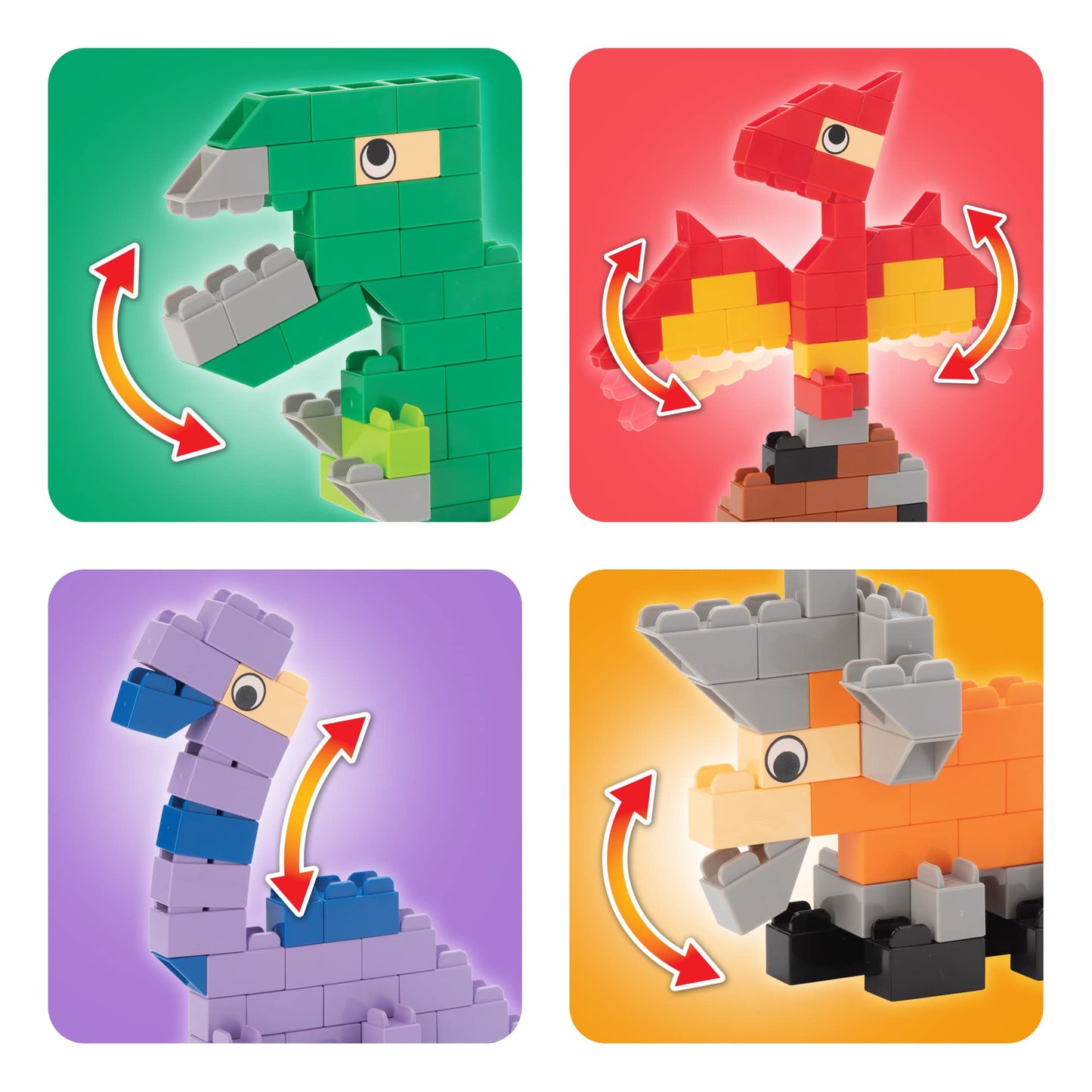 The Little Architect Dinosaurs Building Block Kit for Children Ages 4 to 12, Australian Made* T Rex, Brontosaurus, Triceratops, Stegosaurus, Pterodactyl, Educational Jurassic Toys