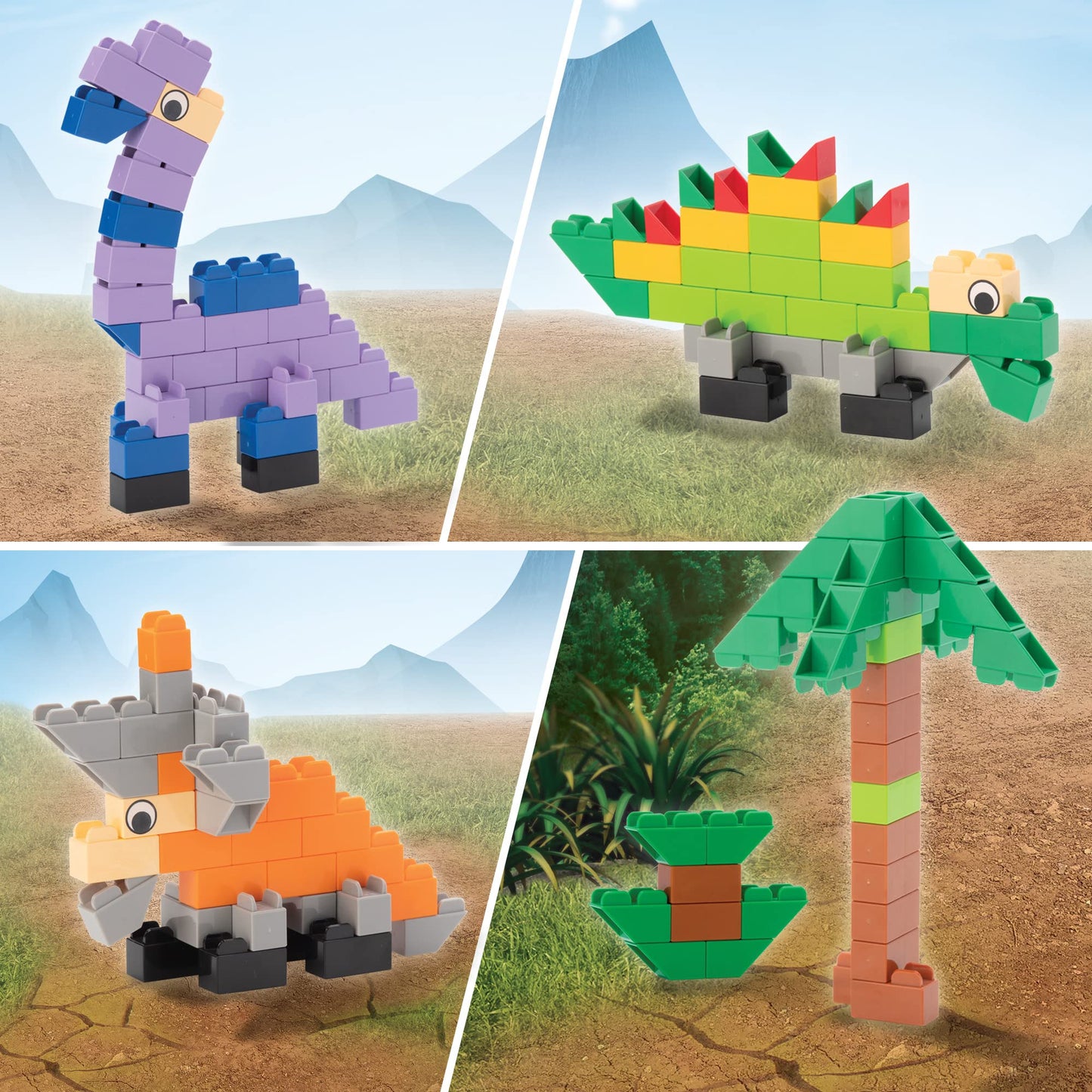 The Little Architect Dinosaurs Building Block Kit for Children Ages 4 to 12, Australian Made* T Rex, Brontosaurus, Triceratops, Stegosaurus, Pterodactyl, Educational Jurassic Toys